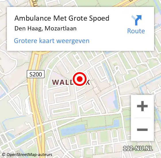 Locatie op kaart van de 112 melding: Ambulance Met Grote Spoed Naar Den Haag, Mozartlaan op 15 oktober 2022 21:47