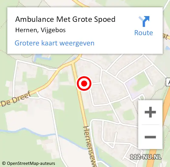 Locatie op kaart van de 112 melding: Ambulance Met Grote Spoed Naar Hernen, Vijgebos op 15 oktober 2022 22:04