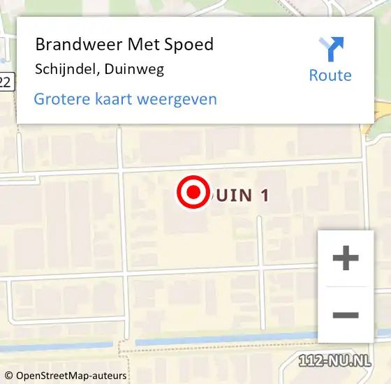 Locatie op kaart van de 112 melding: Brandweer Met Spoed Naar Schijndel, Duinweg op 15 oktober 2022 22:10