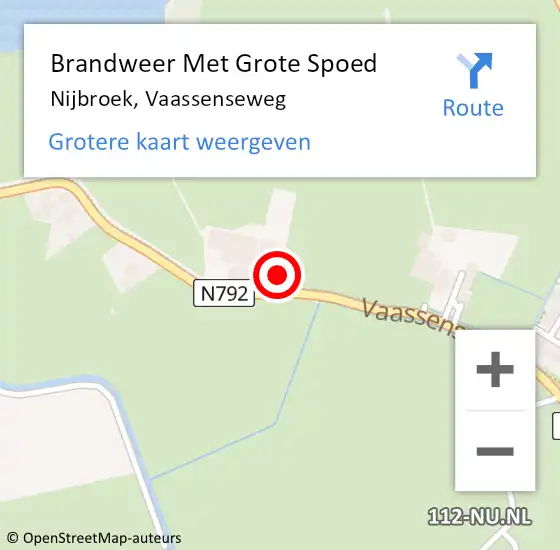 Locatie op kaart van de 112 melding: Brandweer Met Grote Spoed Naar Nijbroek, Vaassenseweg op 15 oktober 2022 23:07