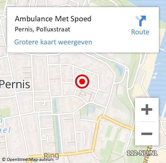 Locatie op kaart van de 112 melding: Ambulance Met Spoed Naar Pernis, Polluxstraat op 15 oktober 2022 23:20