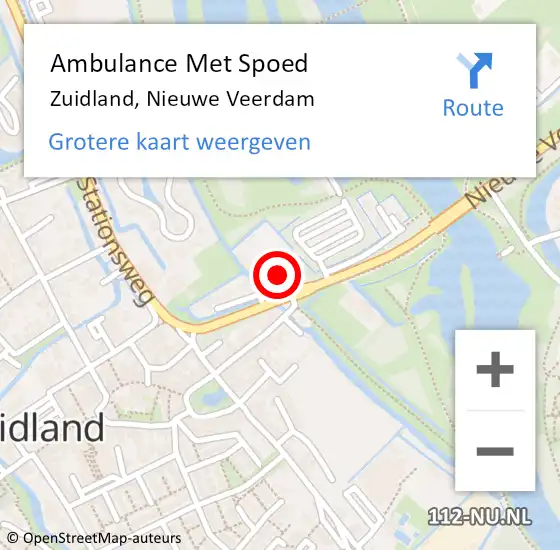 Locatie op kaart van de 112 melding: Ambulance Met Spoed Naar Zuidland, Nieuwe Veerdam op 15 oktober 2022 23:25
