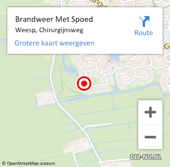 Locatie op kaart van de 112 melding: Brandweer Met Spoed Naar Weesp, Chirurgijnsweg op 16 oktober 2022 00:01