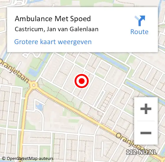 Locatie op kaart van de 112 melding: Ambulance Met Spoed Naar Castricum, Jan van Galenlaan op 16 oktober 2022 00:02