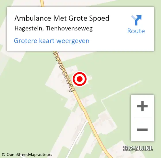 Locatie op kaart van de 112 melding: Ambulance Met Grote Spoed Naar Hagestein, Tienhovenseweg op 16 oktober 2022 00:03