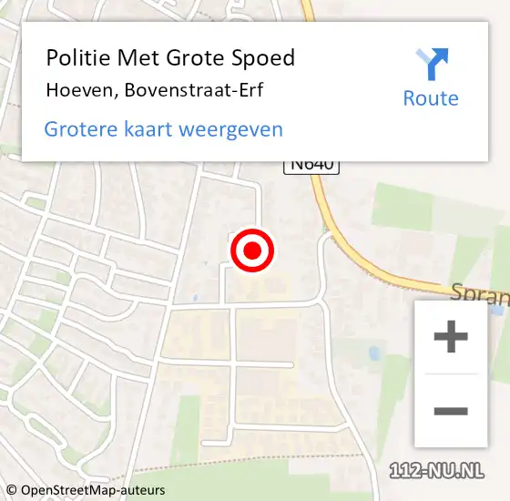 Locatie op kaart van de 112 melding: Politie Met Grote Spoed Naar Hoeven, Bovenstraat-Erf op 16 oktober 2022 00:28