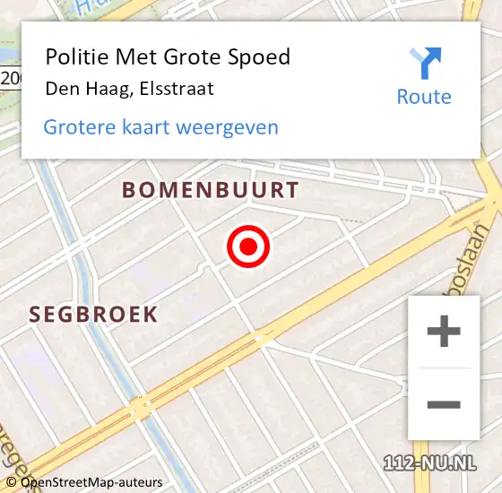 Locatie op kaart van de 112 melding: Politie Met Grote Spoed Naar Den Haag, Elsstraat op 16 oktober 2022 00:41