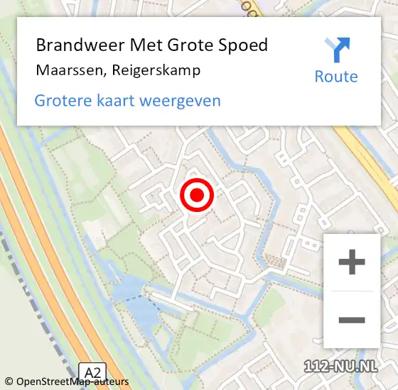 Locatie op kaart van de 112 melding: Brandweer Met Grote Spoed Naar Maarssen, Reigerskamp op 16 oktober 2022 00:59