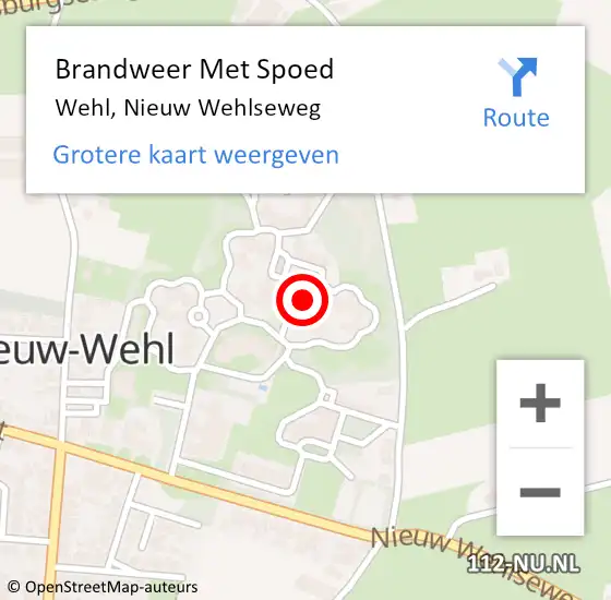 Locatie op kaart van de 112 melding: Brandweer Met Spoed Naar Wehl, Nieuw Wehlseweg op 16 oktober 2022 01:06