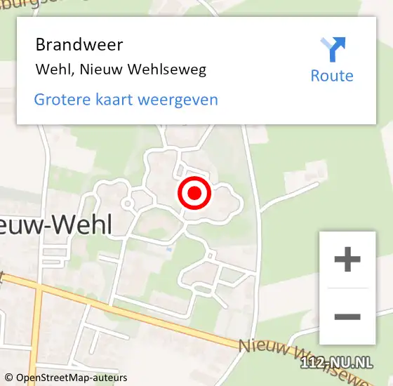 Locatie op kaart van de 112 melding: Brandweer Wehl, Nieuw Wehlseweg op 16 oktober 2022 01:09