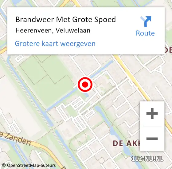 Locatie op kaart van de 112 melding: Brandweer Met Grote Spoed Naar Heerenveen, Veluwelaan op 16 oktober 2022 02:24