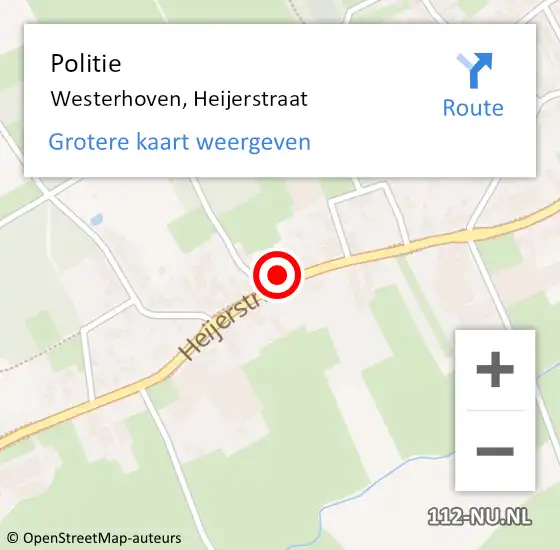 Locatie op kaart van de 112 melding: Politie Westerhoven, Heijerstraat op 16 oktober 2022 02:40