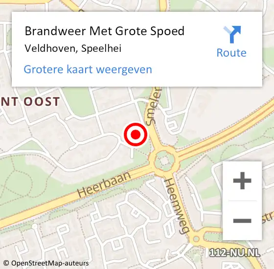 Locatie op kaart van de 112 melding: Brandweer Met Grote Spoed Naar Veldhoven, Speelhei op 16 oktober 2022 02:46