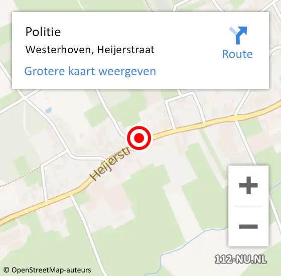 Locatie op kaart van de 112 melding: Politie Westerhoven, Heijerstraat op 16 oktober 2022 02:47