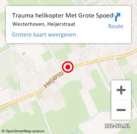 Locatie op kaart van de 112 melding: Trauma helikopter Met Grote Spoed Naar Westerhoven, Heijerstraat op 16 oktober 2022 02:55