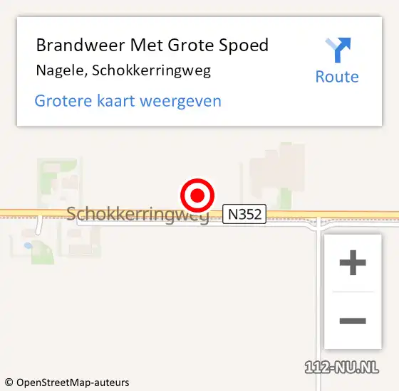 Locatie op kaart van de 112 melding: Brandweer Met Grote Spoed Naar Nagele, Schokkerringweg op 16 oktober 2022 03:37