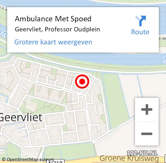 Locatie op kaart van de 112 melding: Ambulance Met Spoed Naar Geervliet, Professor Oudplein op 16 oktober 2022 03:55