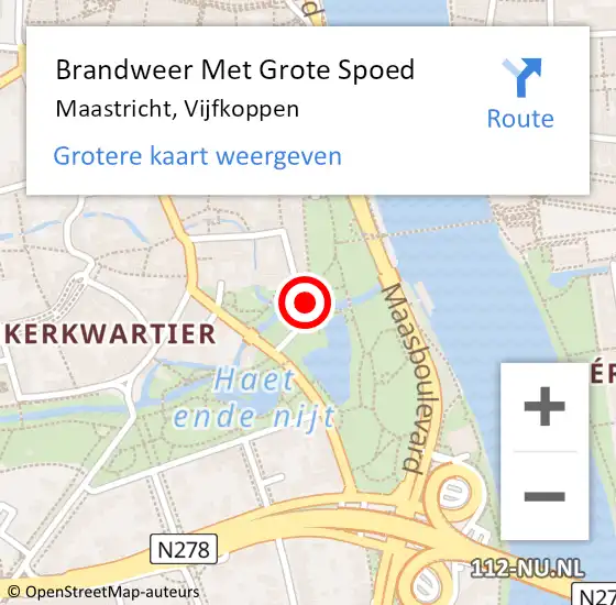 Locatie op kaart van de 112 melding: Brandweer Met Grote Spoed Naar Maastricht, Vijfkoppen op 16 oktober 2022 03:58