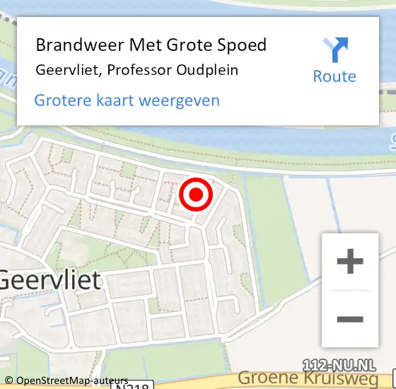 Locatie op kaart van de 112 melding: Brandweer Met Grote Spoed Naar Geervliet, Professor Oudplein op 16 oktober 2022 04:07