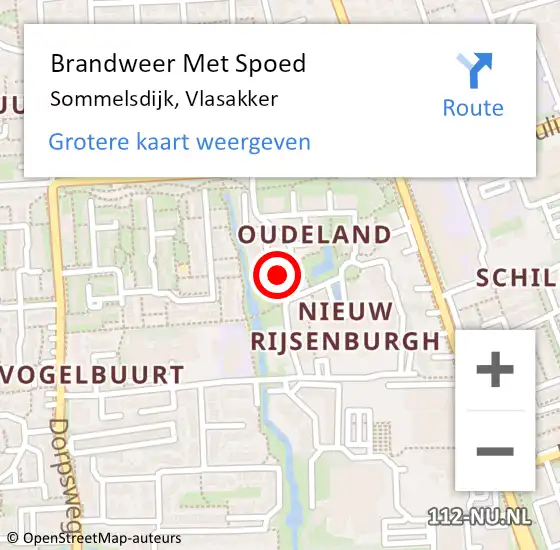 Locatie op kaart van de 112 melding: Brandweer Met Spoed Naar Sommelsdijk, Vlasakker op 16 oktober 2022 05:06