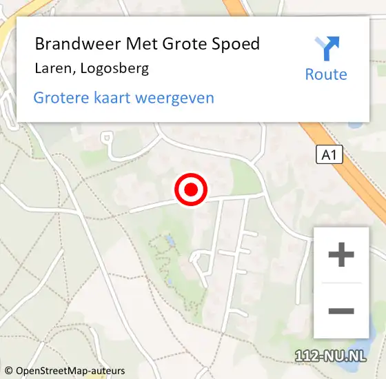 Locatie op kaart van de 112 melding: Brandweer Met Grote Spoed Naar Laren, Logosberg op 16 oktober 2022 05:23