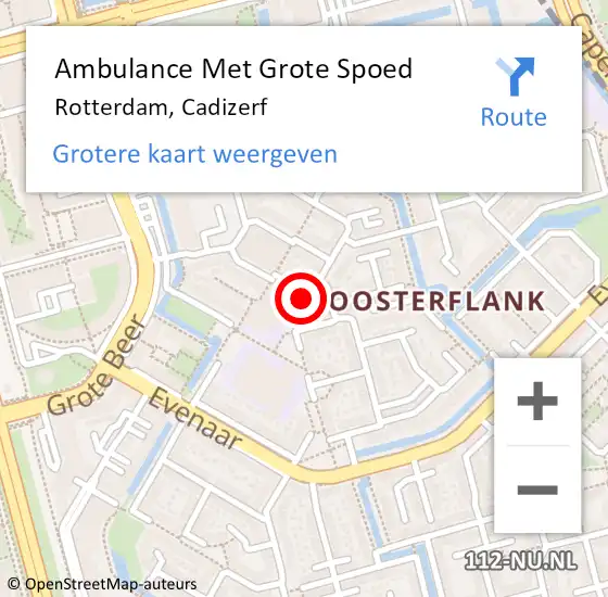 Locatie op kaart van de 112 melding: Ambulance Met Grote Spoed Naar Rotterdam, Cadizerf op 16 oktober 2022 07:18