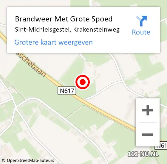 Locatie op kaart van de 112 melding: Brandweer Met Grote Spoed Naar Sint-Michielsgestel, Krakensteinweg op 16 oktober 2022 07:36