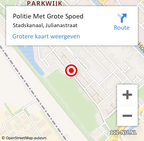 Locatie op kaart van de 112 melding: Politie Met Grote Spoed Naar Stadskanaal, Julianastraat op 16 oktober 2022 07:44