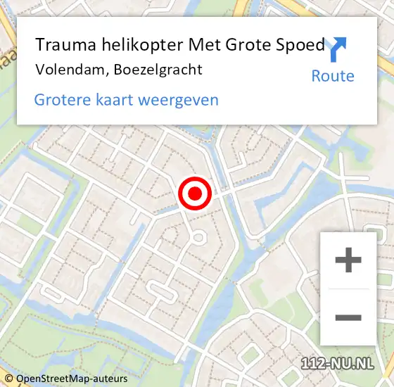 Locatie op kaart van de 112 melding: Trauma helikopter Met Grote Spoed Naar Volendam, Boezelgracht op 16 oktober 2022 08:34