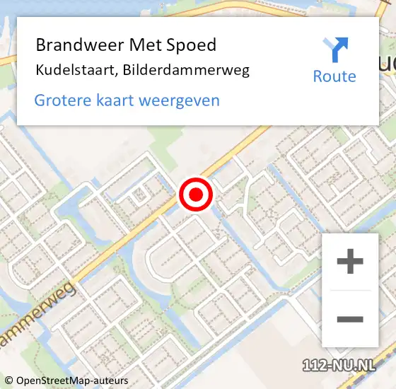 Locatie op kaart van de 112 melding: Brandweer Met Spoed Naar Kudelstaart, Bilderdammerweg op 16 oktober 2022 10:11