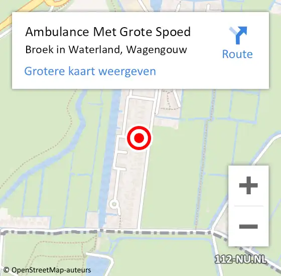 Locatie op kaart van de 112 melding: Ambulance Met Grote Spoed Naar Broek in Waterland, Wagengouw op 16 oktober 2022 10:22