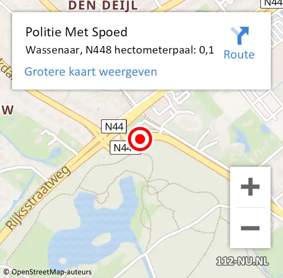 Locatie op kaart van de 112 melding: Politie Met Spoed Naar Wassenaar, N448 hectometerpaal: 0,1 op 16 oktober 2022 10:27