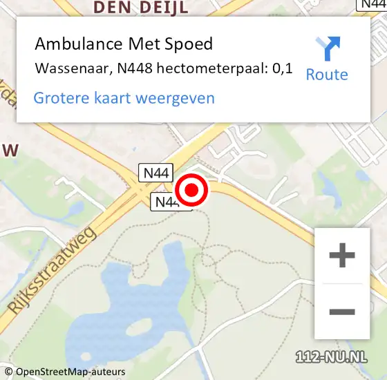 Locatie op kaart van de 112 melding: Ambulance Met Spoed Naar Wassenaar, N448 hectometerpaal: 0,1 op 16 oktober 2022 10:28