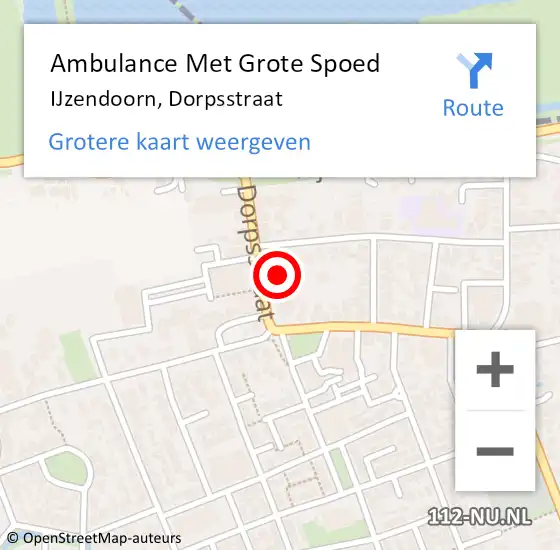 Locatie op kaart van de 112 melding: Ambulance Met Grote Spoed Naar IJzendoorn, Dorpsstraat op 16 oktober 2022 10:29