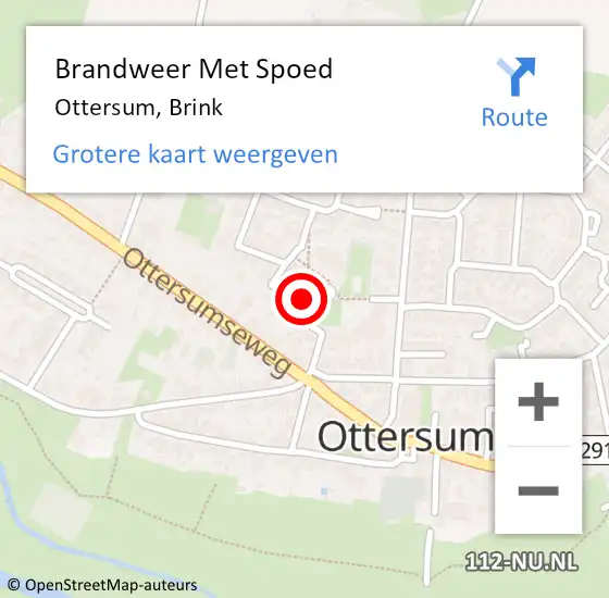 Locatie op kaart van de 112 melding: Brandweer Met Spoed Naar Ottersum, Brink op 16 oktober 2022 10:34