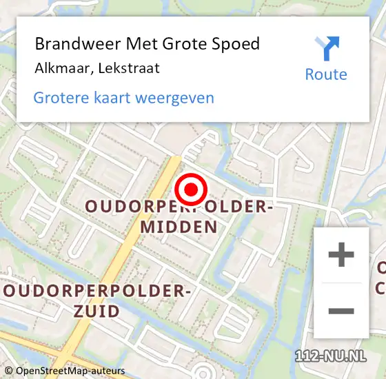 Locatie op kaart van de 112 melding: Brandweer Met Grote Spoed Naar Alkmaar, Lekstraat op 16 oktober 2022 11:10