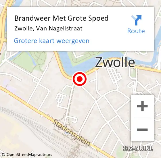 Locatie op kaart van de 112 melding: Brandweer Met Grote Spoed Naar Zwolle, Van Nagellstraat op 16 oktober 2022 11:12