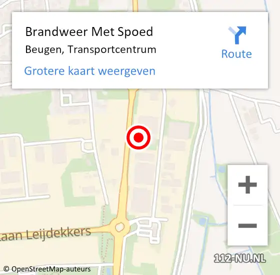 Locatie op kaart van de 112 melding: Brandweer Met Spoed Naar Beugen, Transportcentrum op 16 oktober 2022 11:20