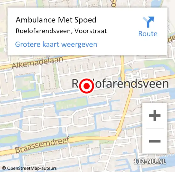 Locatie op kaart van de 112 melding: Ambulance Met Spoed Naar Roelofarendsveen, Voorstraat op 16 oktober 2022 11:42