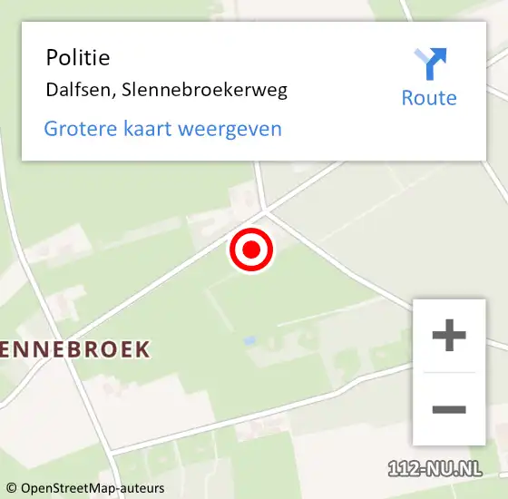 Locatie op kaart van de 112 melding: Politie Dalfsen, Slennebroekerweg op 16 oktober 2022 12:10