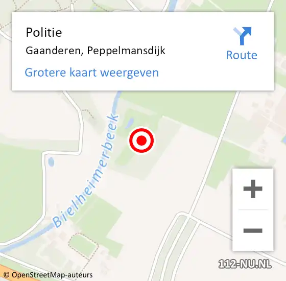 Locatie op kaart van de 112 melding: Politie Gaanderen, Peppelmansdijk op 16 oktober 2022 12:39