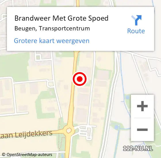 Locatie op kaart van de 112 melding: Brandweer Met Grote Spoed Naar Beugen, Transportcentrum op 16 oktober 2022 12:45