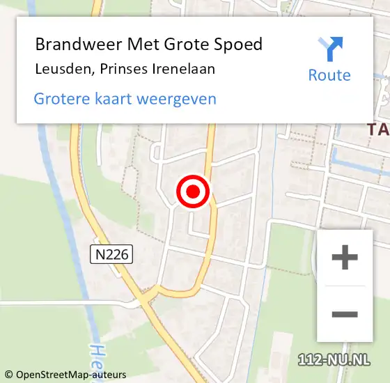 Locatie op kaart van de 112 melding: Brandweer Met Grote Spoed Naar Leusden, Prinses Irenelaan op 16 oktober 2022 12:45