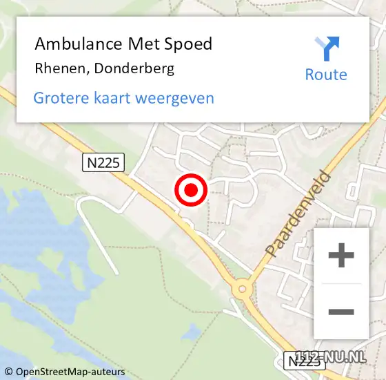 Locatie op kaart van de 112 melding: Ambulance Met Spoed Naar Rhenen, Donderberg op 16 oktober 2022 12:57