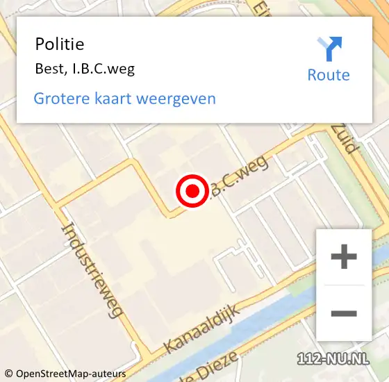 Locatie op kaart van de 112 melding: Politie Best, I.B.C.weg op 16 oktober 2022 13:10