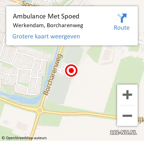 Locatie op kaart van de 112 melding: Ambulance Met Spoed Naar Werkendam, Borcharenweg op 16 oktober 2022 13:14