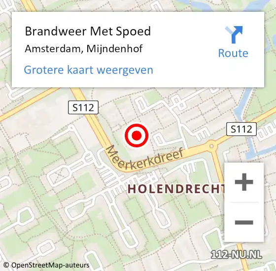 Locatie op kaart van de 112 melding: Brandweer Met Spoed Naar Amsterdam-Zuidoost, Mijndenhof op 16 oktober 2022 13:44