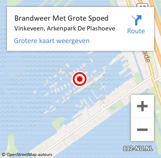 Locatie op kaart van de 112 melding: Brandweer Met Grote Spoed Naar Vinkeveen, Arkenpark De Plashoeve op 16 oktober 2022 13:50