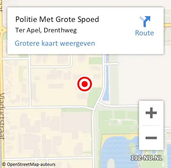 Locatie op kaart van de 112 melding: Politie Met Grote Spoed Naar Ter Apel, Drenthweg op 16 oktober 2022 13:56