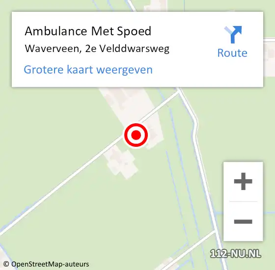 Locatie op kaart van de 112 melding: Ambulance Met Spoed Naar Waverveen, 2e Velddwarsweg op 16 oktober 2022 13:57